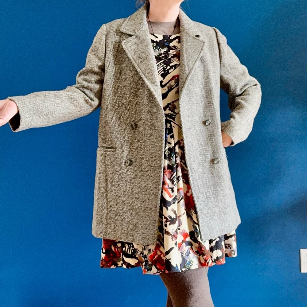 Vintage 100% wool JG Hook Gray Herringbone Coat